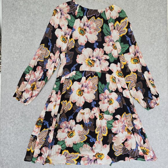 By Anthropologie Womens Long Sleeve Tiered V-Neck Tunic Boho Flowy Mini Dress - Picture 6 of 12